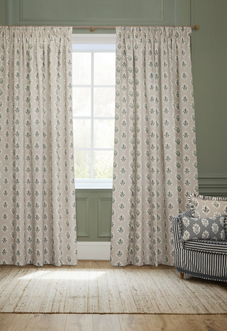 Sessile Leaf Pencil Pleat, Flax - Ready Made Curtains
